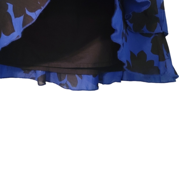 Express Women's Ruffle Floral Blue and Black Tiered Skirt Sz10 - Picture 3 of 9